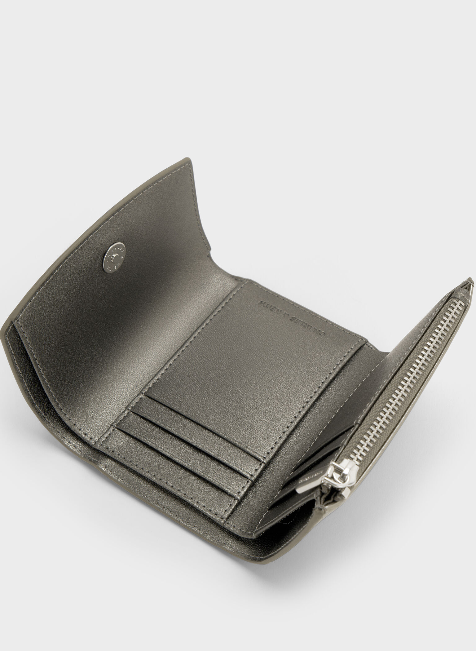 Briony Crinkle-Effect Curved Flap Wallet, Pewter, hi-res