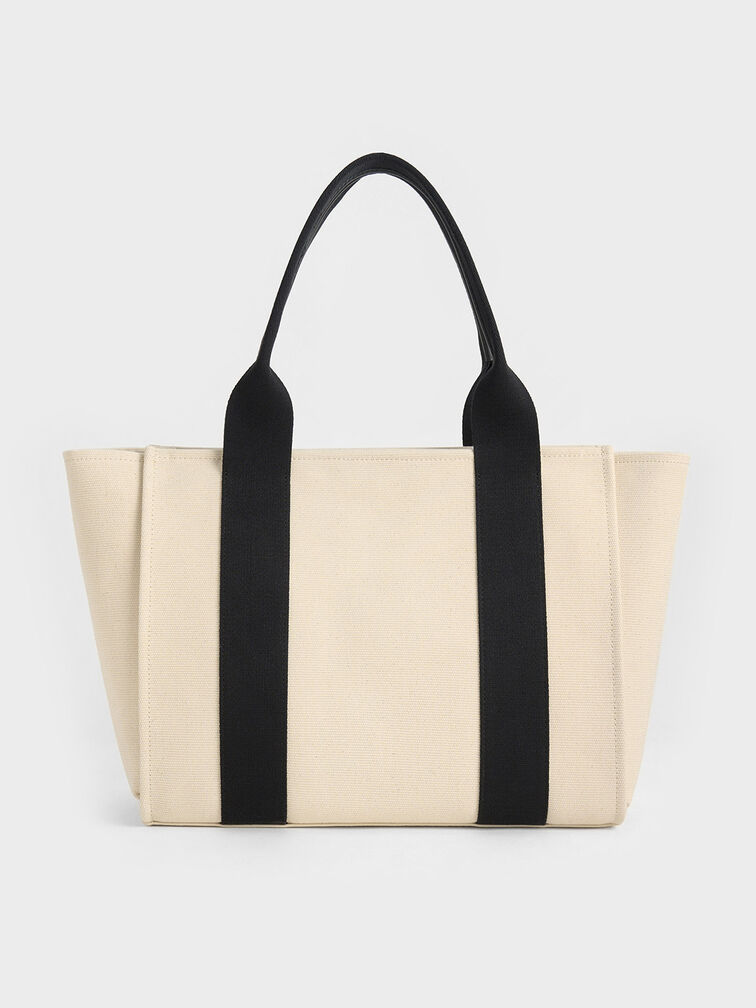 Bolso tote Kay grande de lona, Multicolor, hi-res