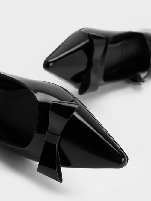 Leather Bow Mary Jane Flats, Black Box, hi-res