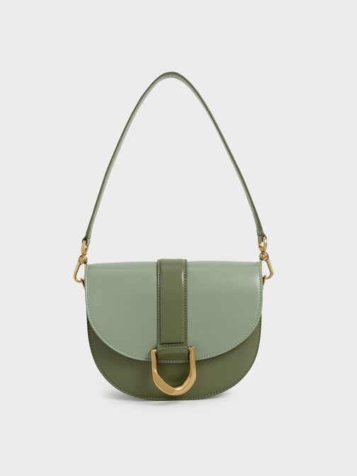 Gabine Two-Tone Saddle Bag​, Olive, hi-res