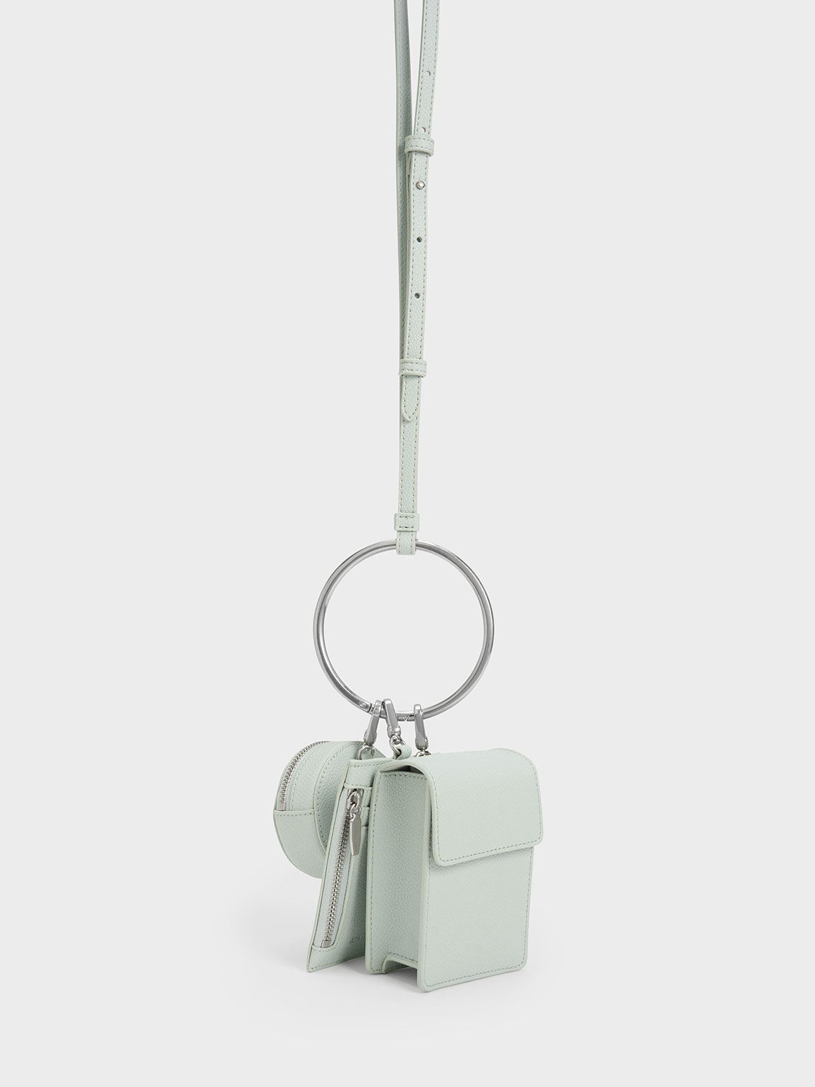 Chain Strap Ring-Detail Mini Bag, Light Green, hi-res