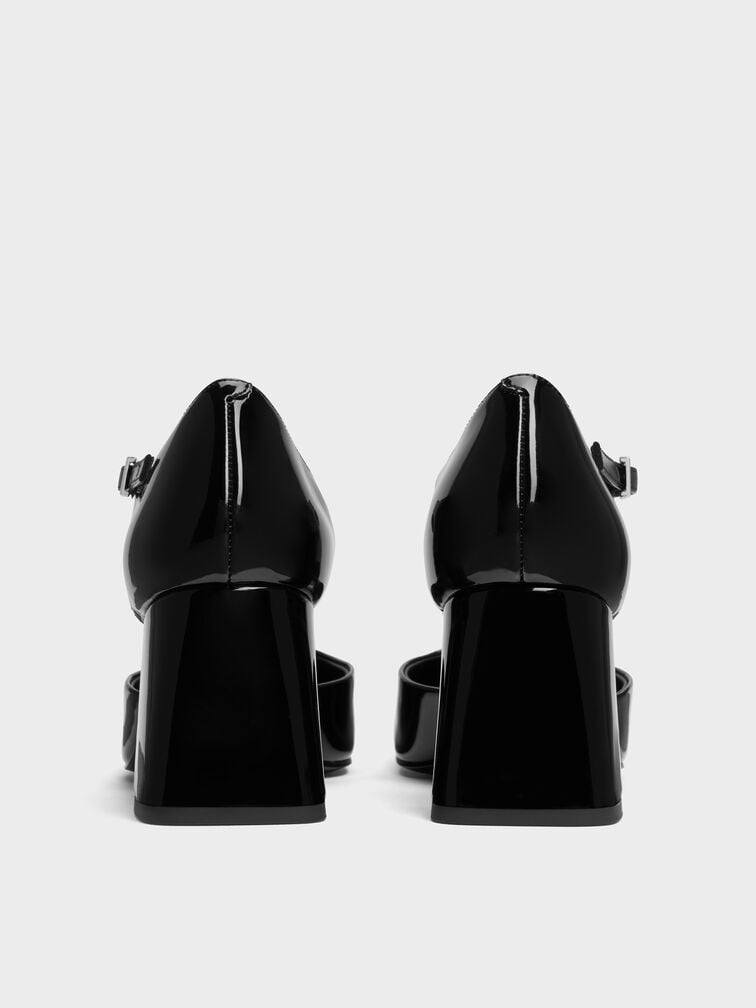 Patricia Patent Square-Toe D'Orsay Ankle-Strap Pumps, Black Patent, hi-res