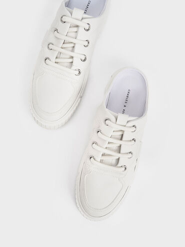 Panelled Slip-On Sneakers, White, hi-res