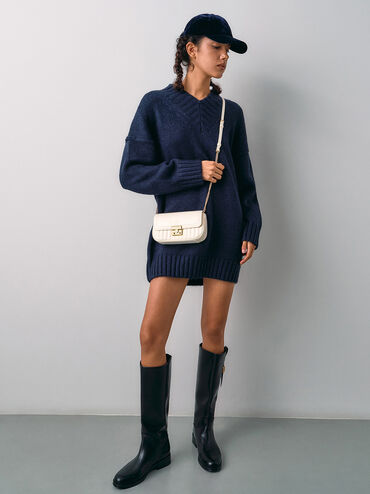 Mini bolso Donna de efecto arrugado, Crema, hi-res