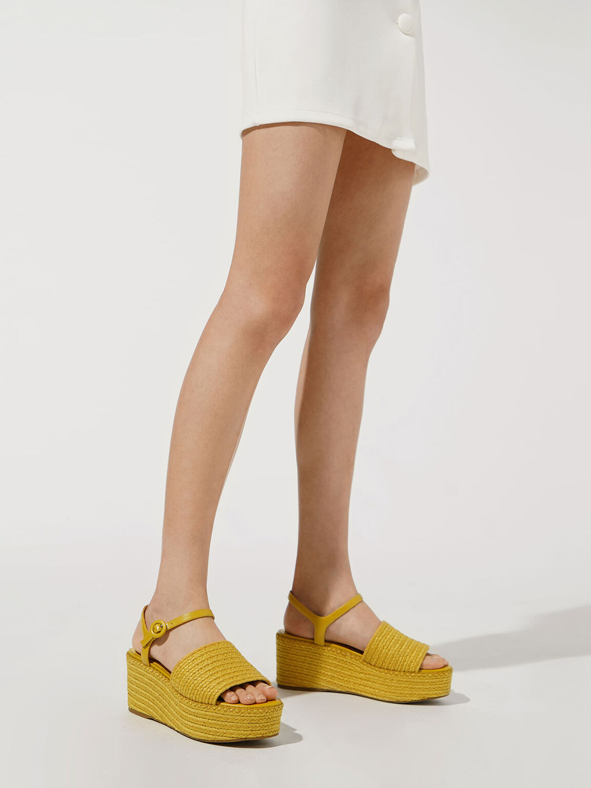 Espadrille Platform Sandals, Yellow, hi-res