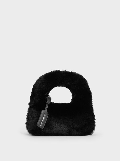 Mini Yama Furry Top Handle Bag, Noir, hi-res