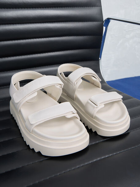 Double-Strap Slingback Flatform Sandals, Cream, hi-res