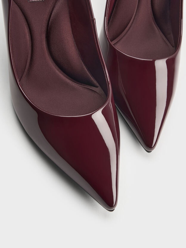 Emmy Patent Pointed Stiletto Pumps, Burgundy, hi-res