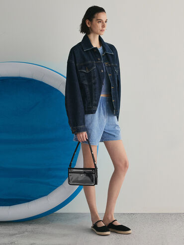 Bolso de hombro en malla transparente Norah, Transparente, hi-res