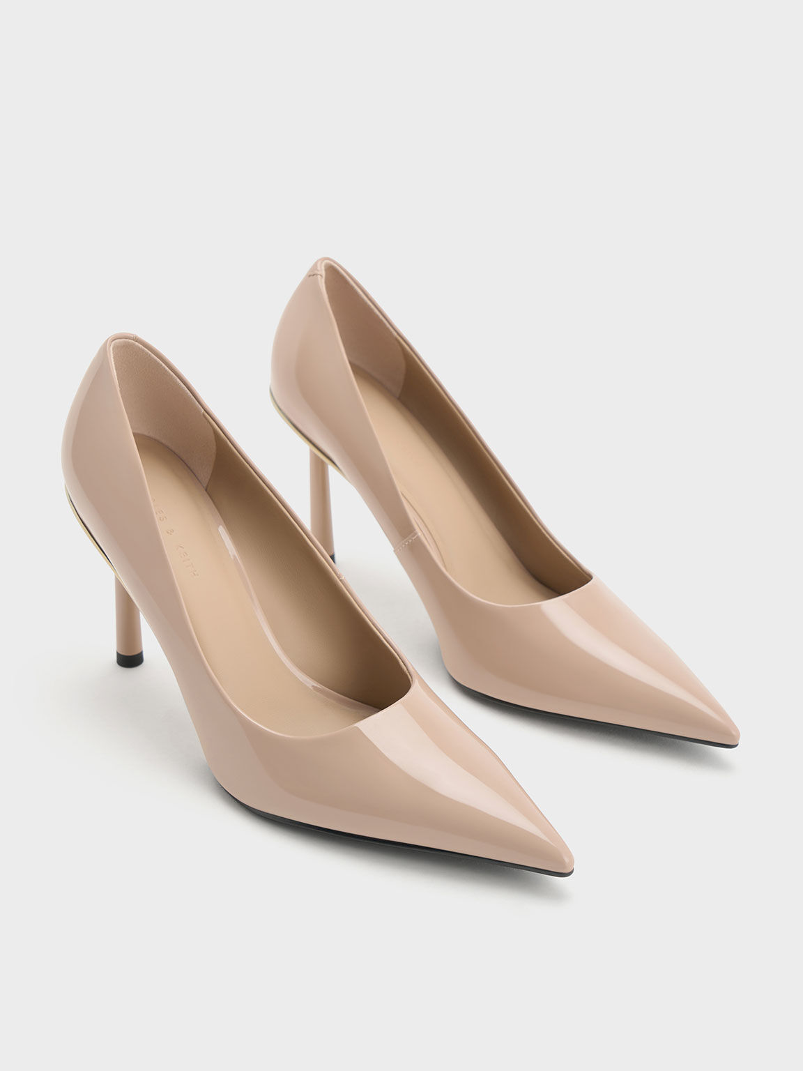 Nude Patent Pointed Toe Stiletto Heels CHARLES KEITH KH