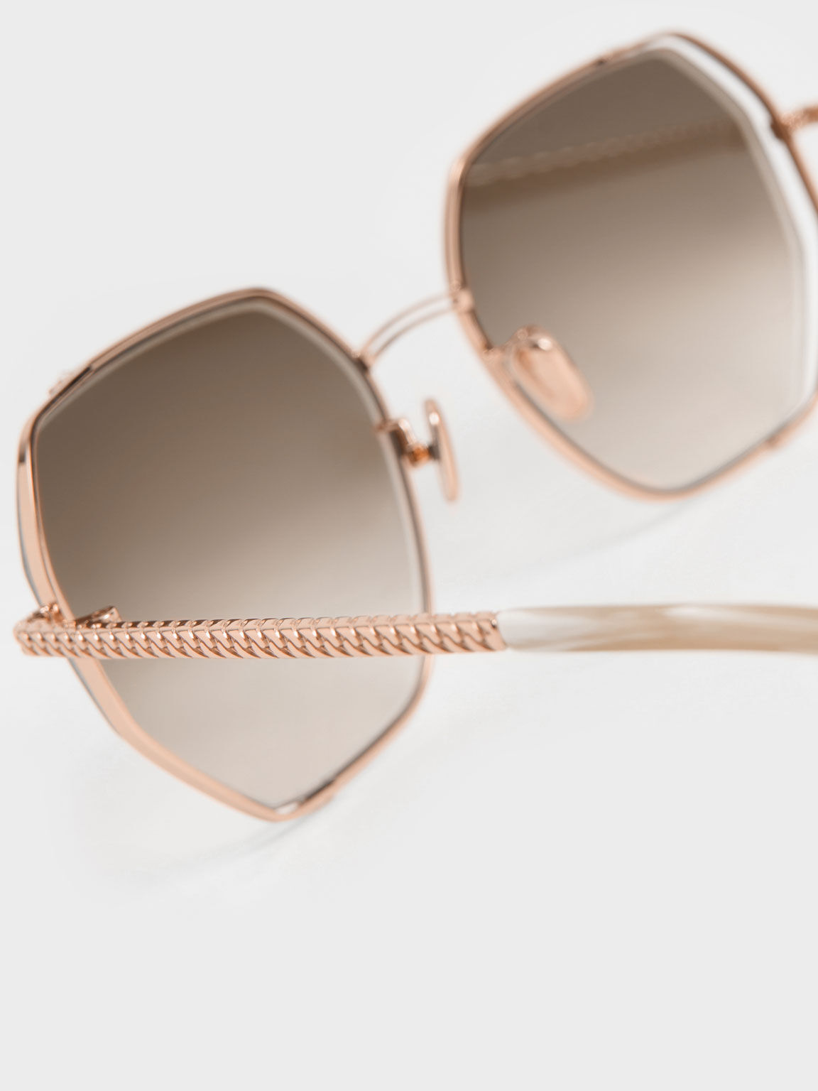 Cut-Out Braided Butterfly Sunglasses, Cream, hi-res