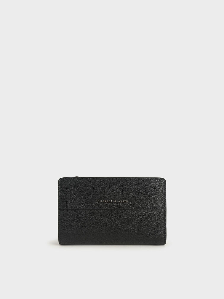 Snap Button Wallet, Black, hi-res