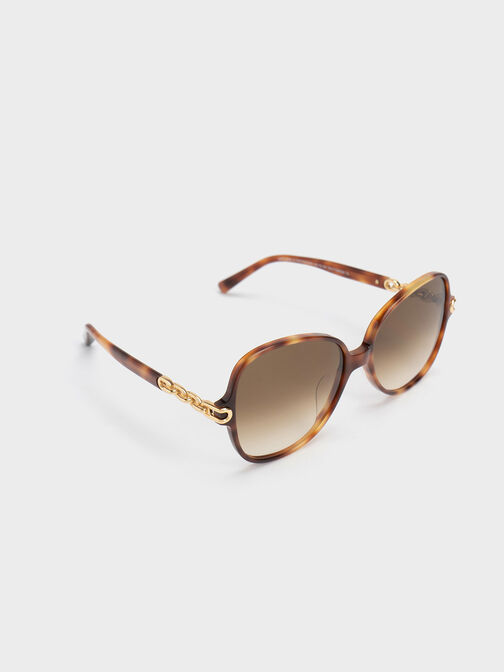 Chain-Link Oversized Butterfly Sunglasses, T. Shell, hi-res