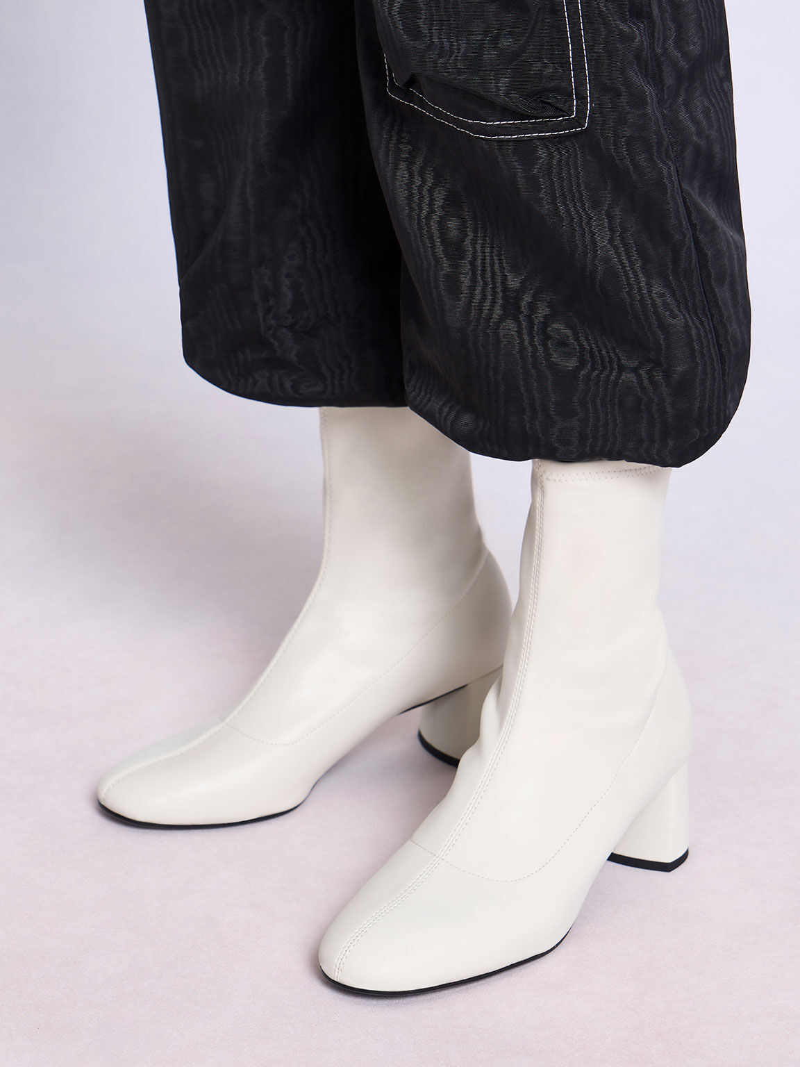 Stitch-Trim Ankle Boots, Chalk, hi-res