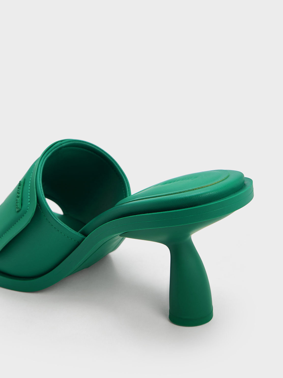 Puffy Sculptural Heel Mules, Green, hi-res