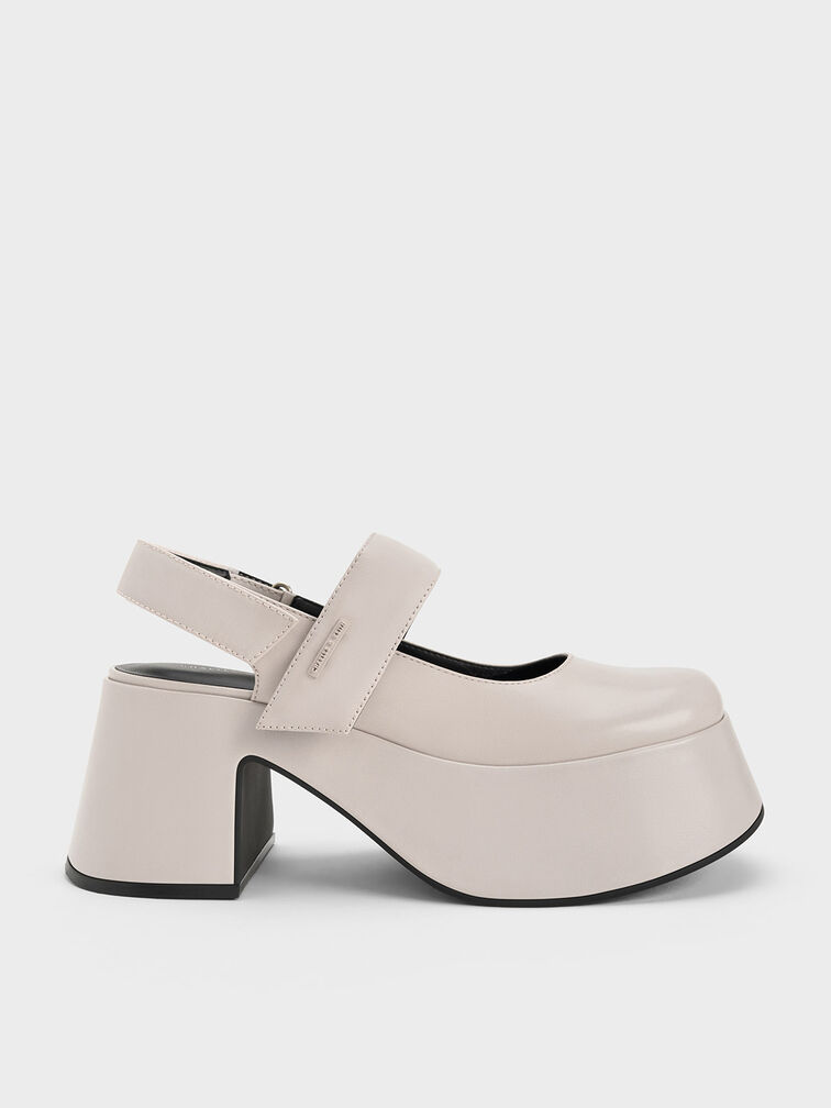 Rubina Slingback Mary Jane Pumps, Light Grey, hi-res