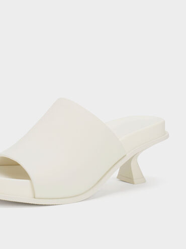 Clio Slant Heel Mules, White, hi-res