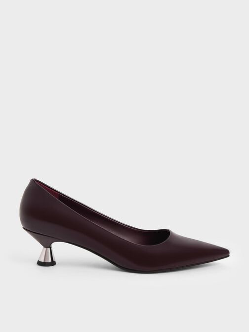 Patent Spool Heel Pumps, Maroon, hi-res