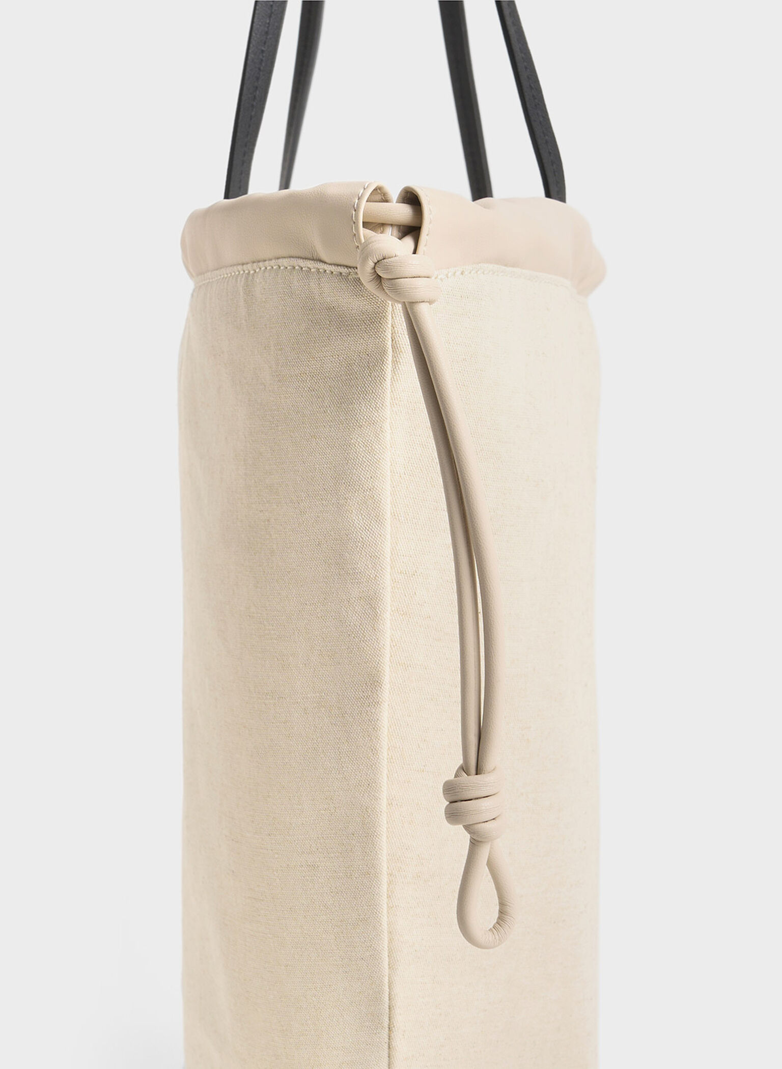 Sianna Linen Ruched Drawstring Tote Bag, Beige, hi-res