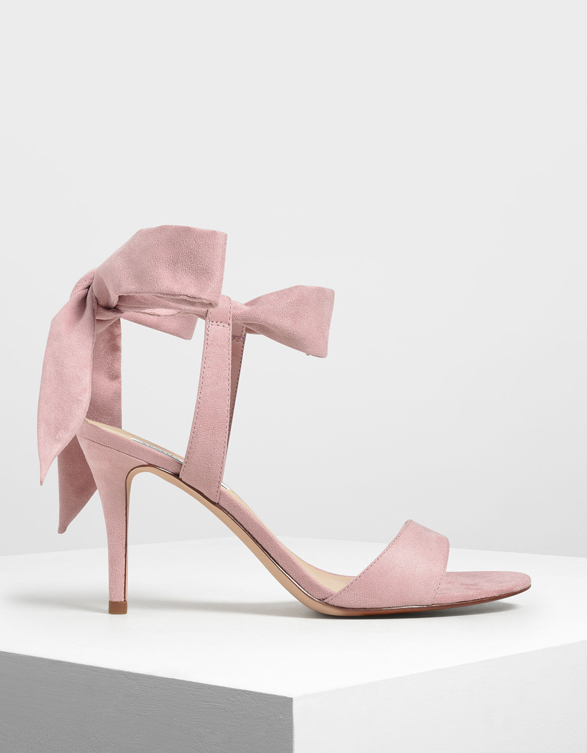 Blush Tie Back Bow Heels | CHARLES 