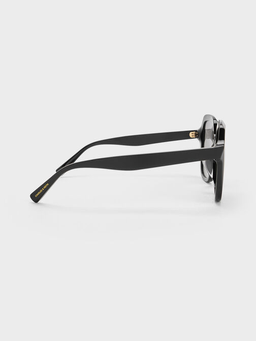 Gafas de sol cuadrado ancho de acetato reciclado, Negro, hi-res