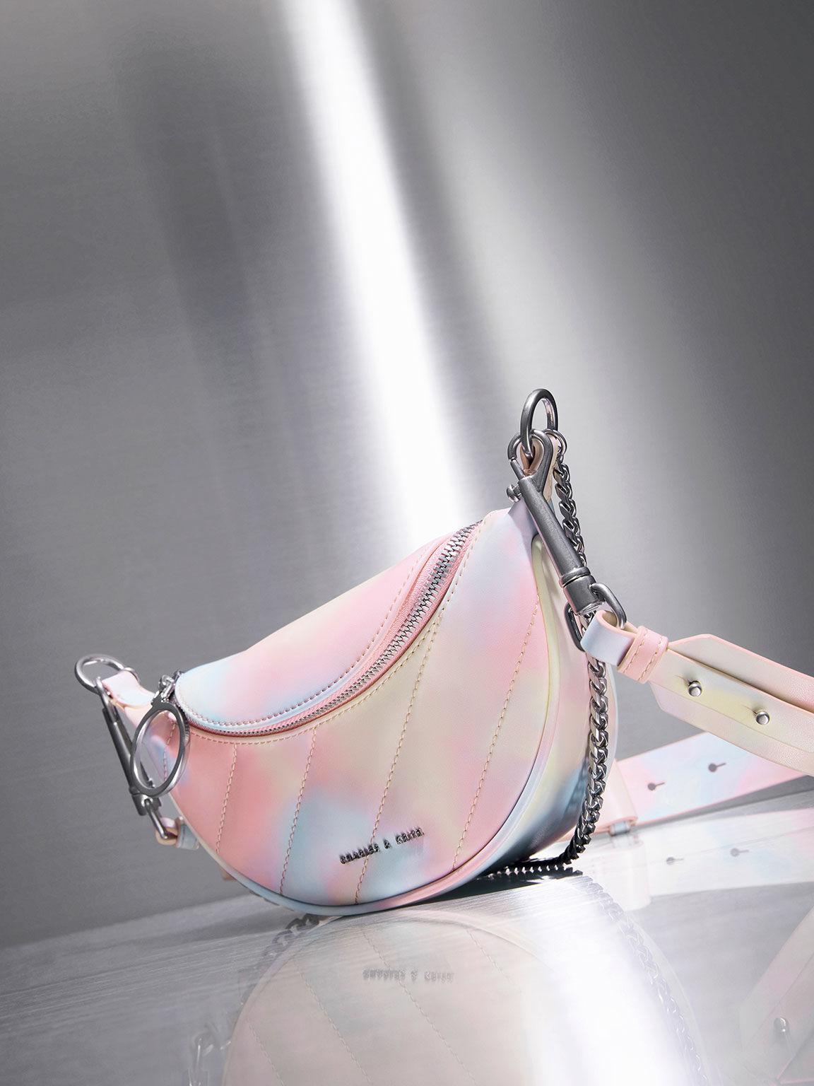 Philomena Swirl-Print Half-Moon Crossbody Bag, Multi, hi-res