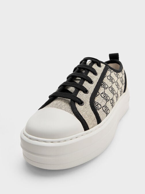 Canvas Monogram Flatform Sneakers, Multi, hi-res