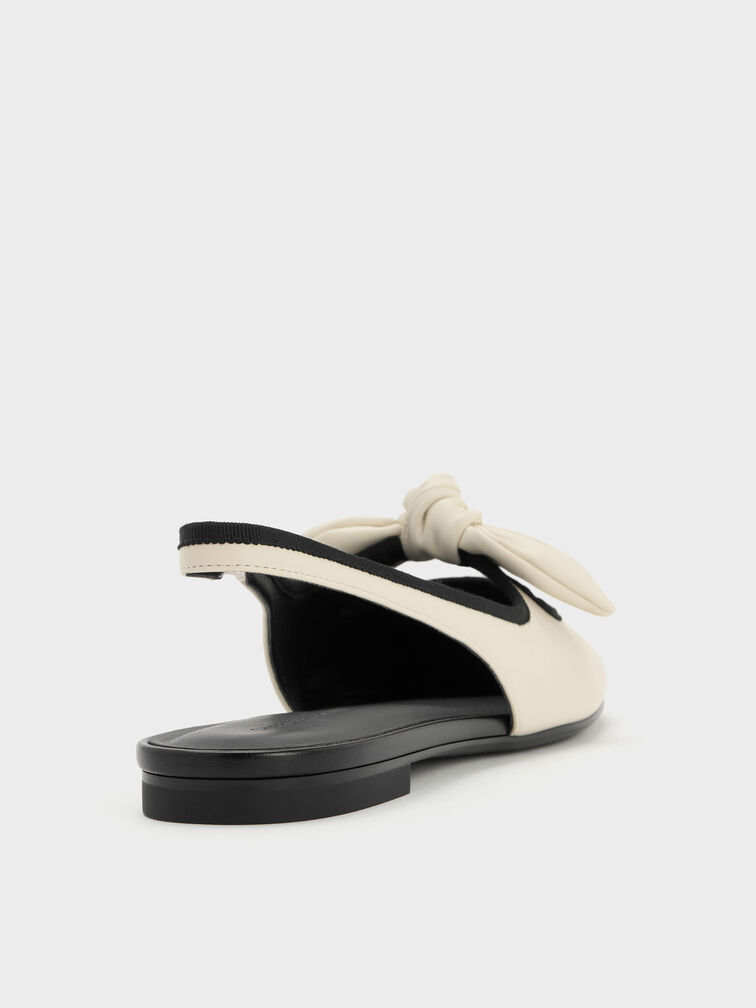 Knotted Bow Slingback Flats, Chalk, hi-res