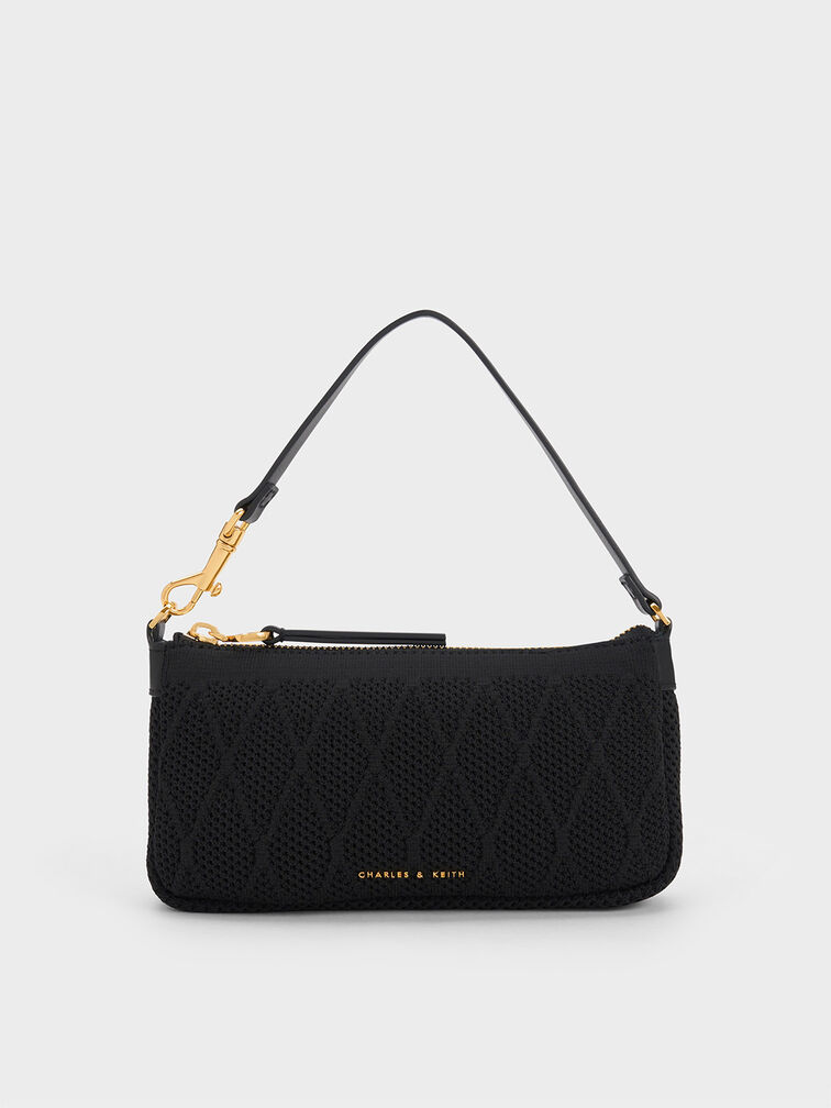 Geona Knitted Phone Pouch, Black, hi-res