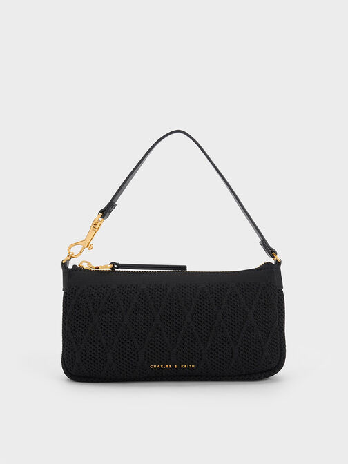 Geona Knitted Phone Pouch, Black, hi-res
