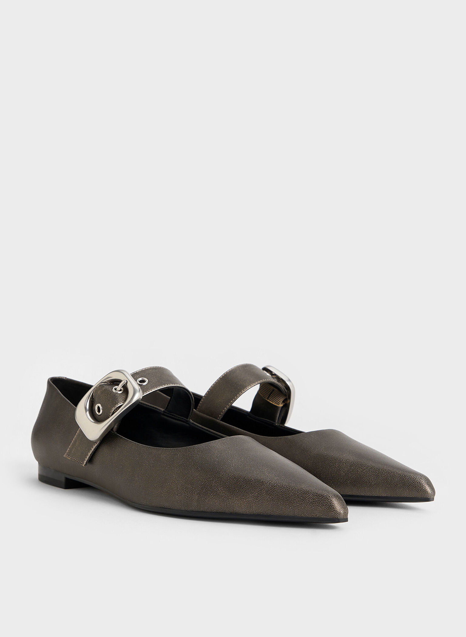Masei Metallic Grommet-Strap Mary Janes, Silver, hi-res