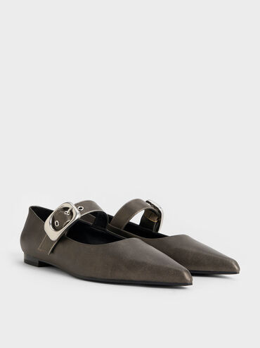 Masei Metallic Grommet-Strap Mary Janes, Silver, hi-res