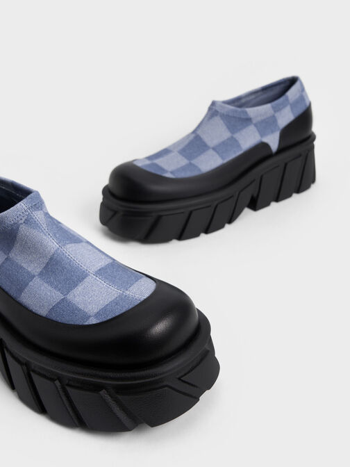 Aberdeen Checkered Denim Slip-On Sneakers, Multi, hi-res