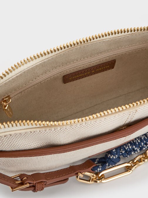 Addison Canvas Knotted-Rope Shoulder Bag, Taupe Canvas, hi-res