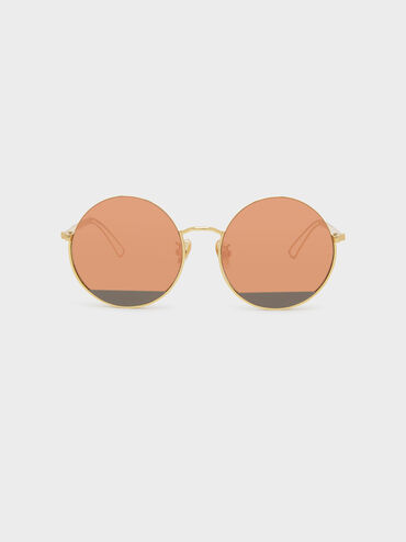 Round Half Frame Sunglasses, Olive, hi-res