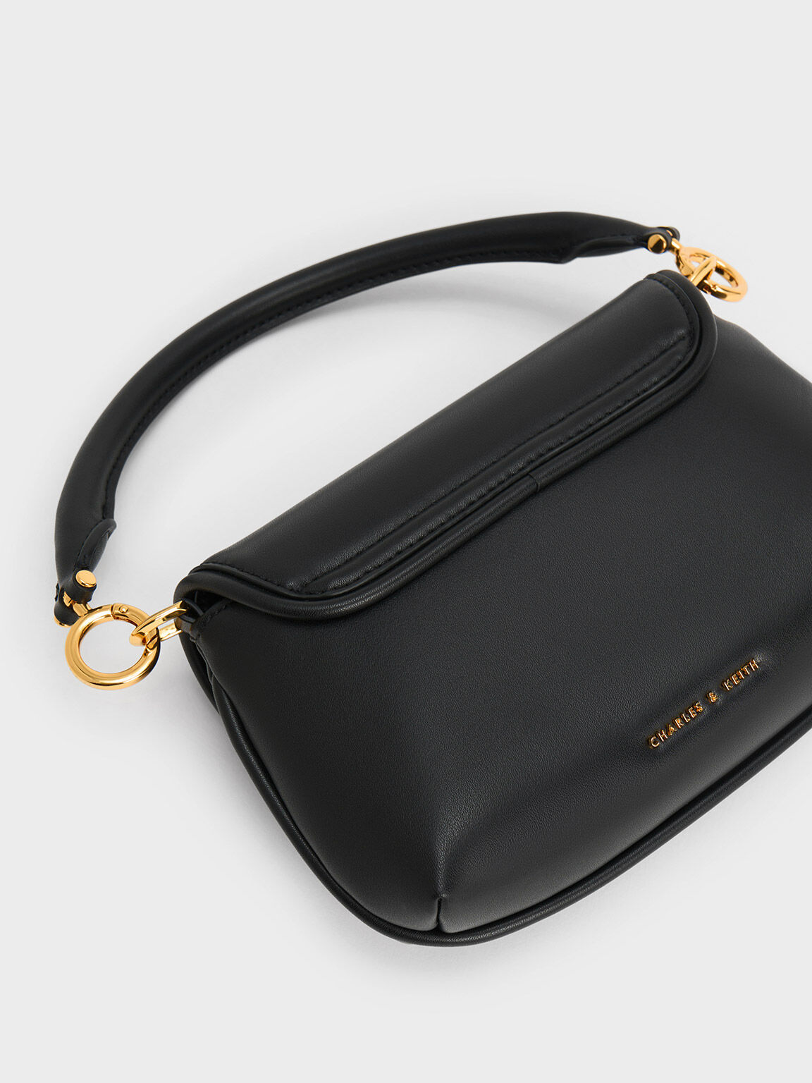 Black Osiris Metallic Accent Curved Bag - CHARLES & KEITH IL