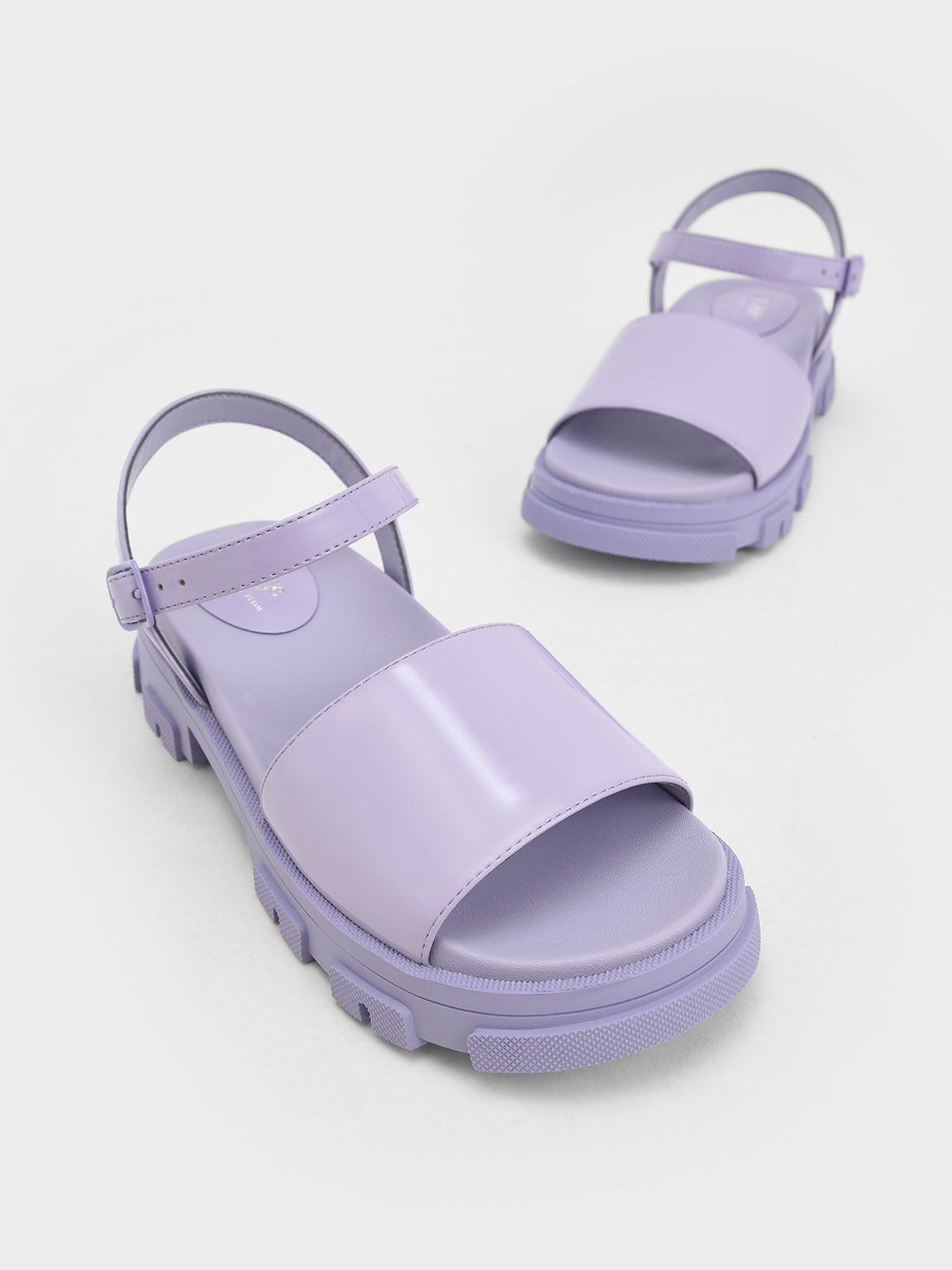 Girls' Patent Ankle-Strap Sandals, Lilac, hi-res
