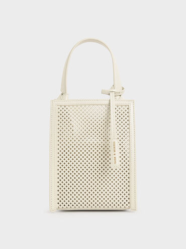 Knotted Handle Tote Bag, Cream, hi-res