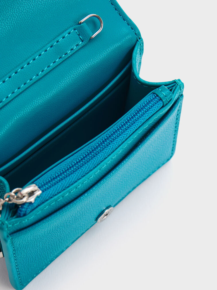 Micaela Quilted Card Holder, Blue, hi-res