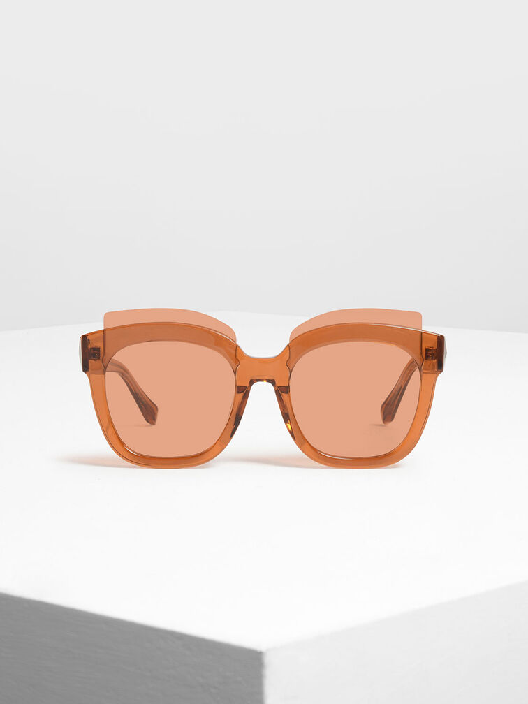Oversized Lens Sunglasses, Orange, hi-res