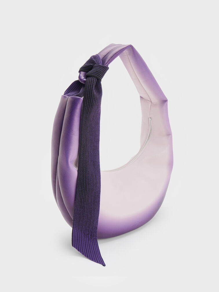 Toni Gradient Knotted Crescent Hobo Bag, Purple, hi-res