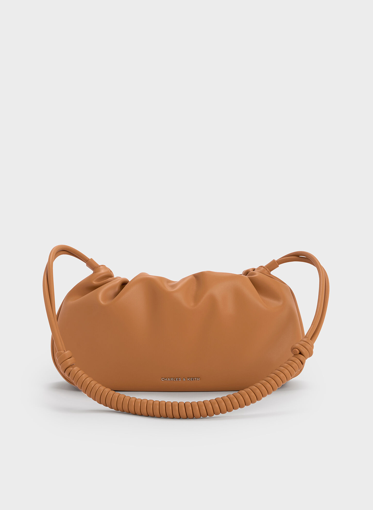 Lorelai Ruched Knotted-Strap Shoulder Bag, Russet Brown, hi-res
