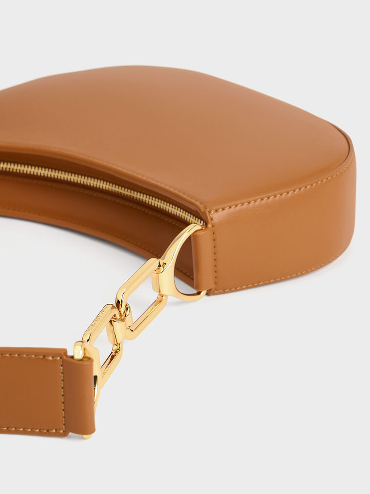 Bolso Agatha con detalle de cadena, Marrón, hi-res