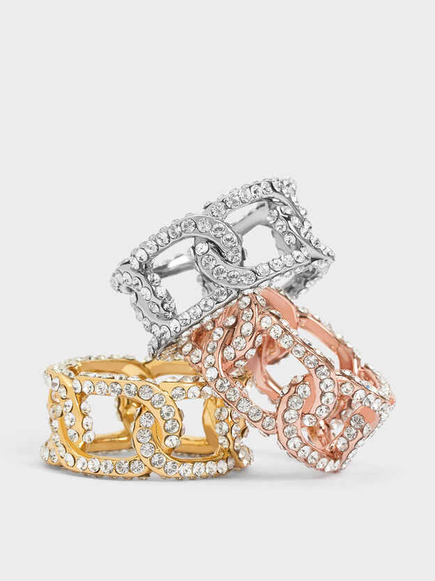Gabine Crystal Interlinked Ring, Gold, hi-res