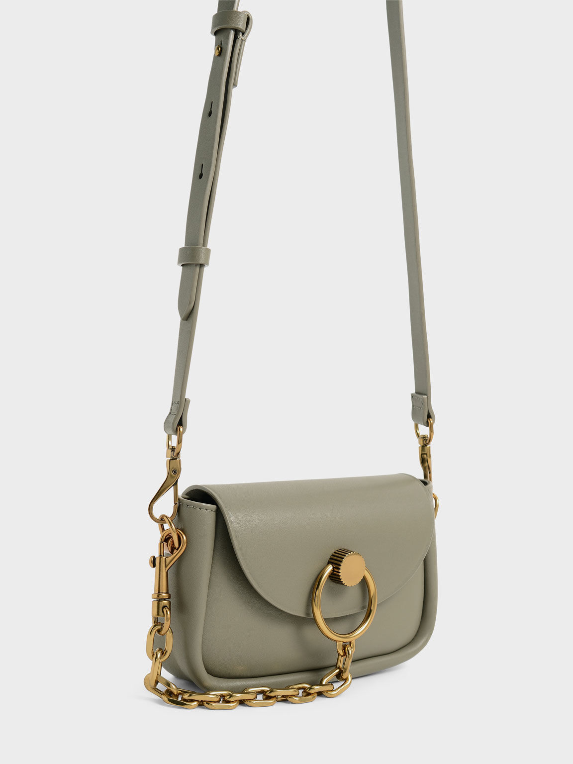 Becca Chunky Chain-Link Crossbody Bag, Taupe, hi-res