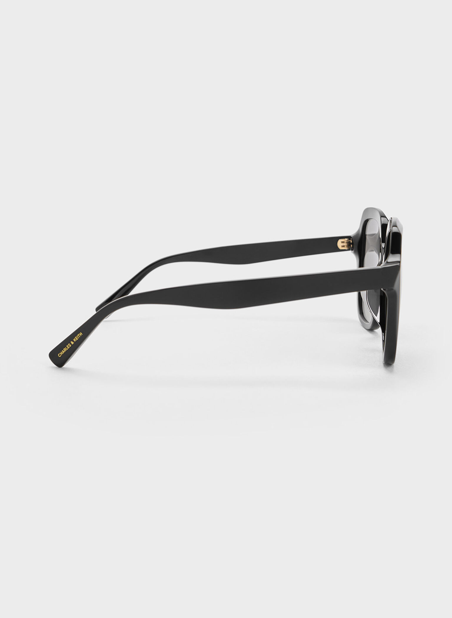 Recycled Acetate Wide-Square Sunglasses, Black, hi-res