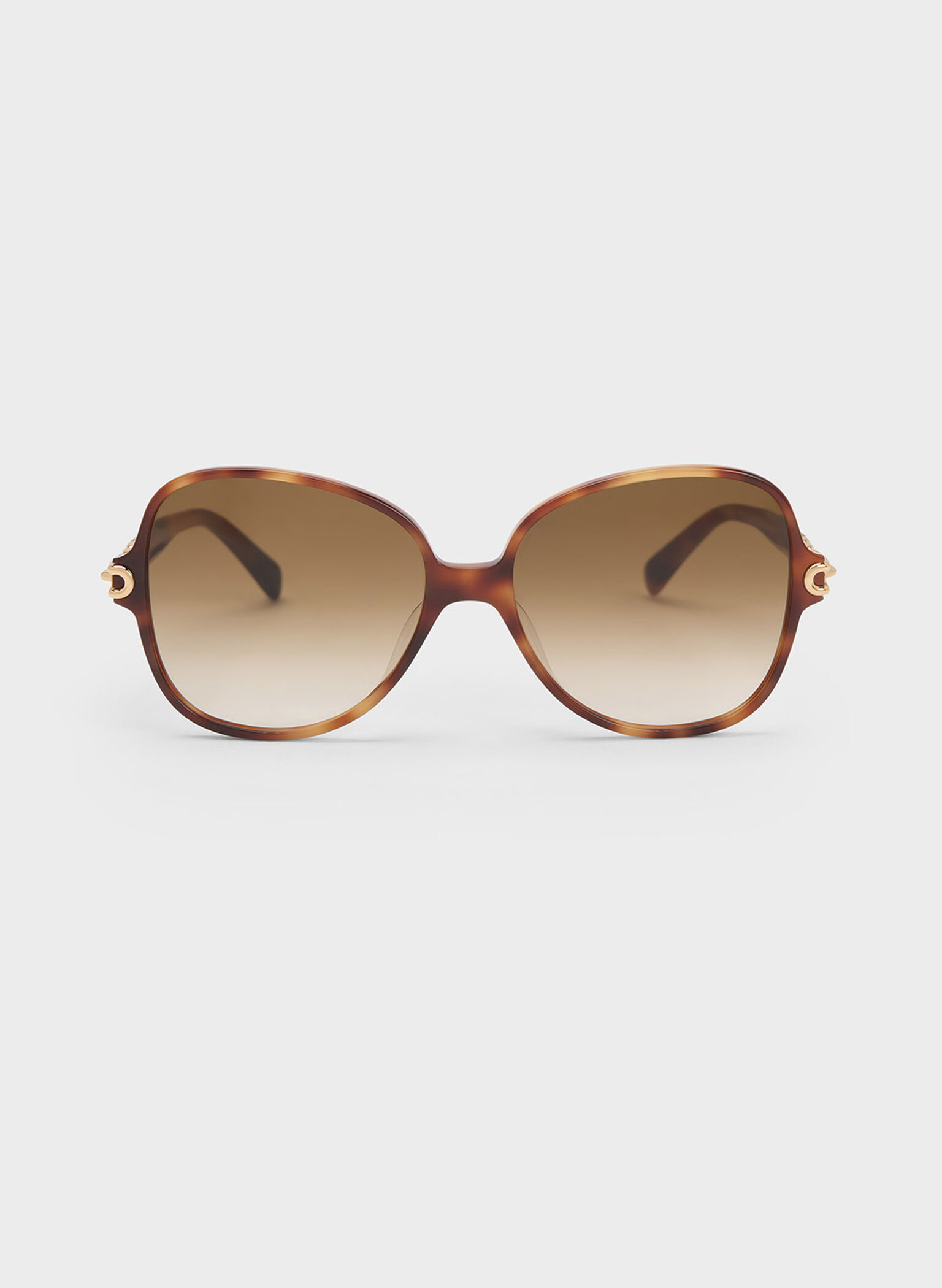 Chain-Link Oversized Butterfly Sunglasses, T. Shell, hi-res