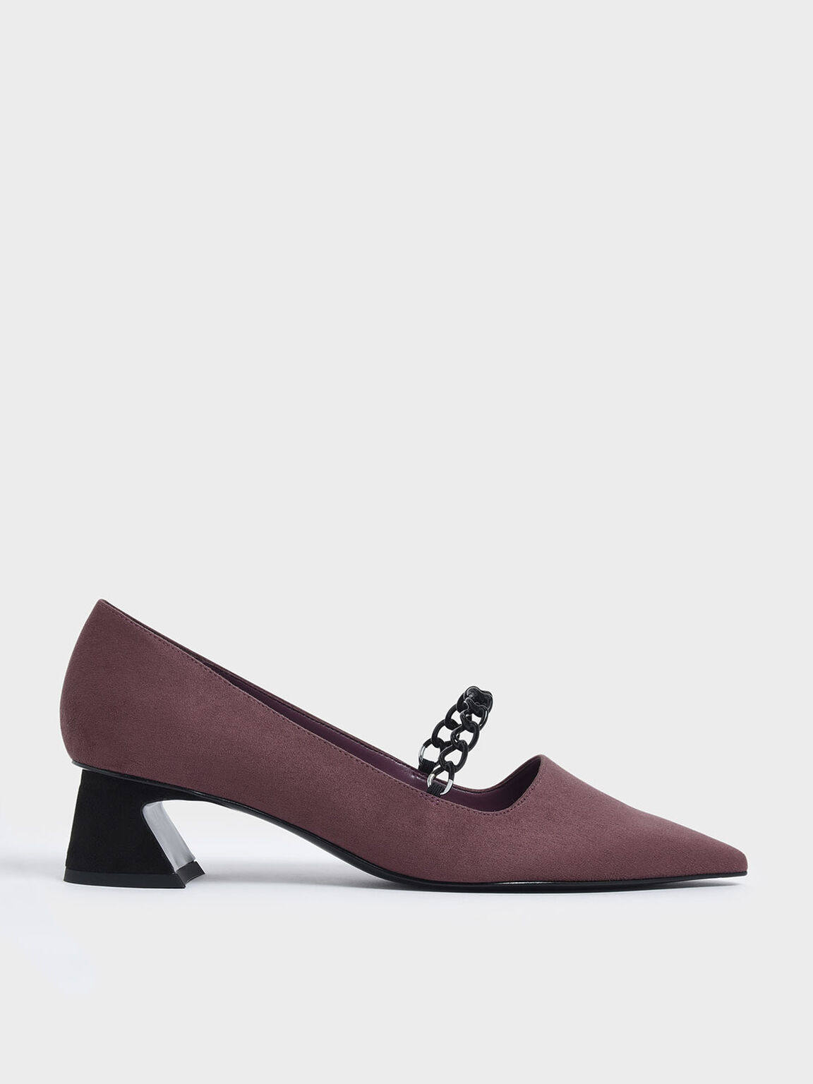 Chain Strap Curved Block Heel Mary Jane Pumps, Mauve, hi-res