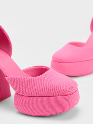 Sinead Woven Buckled D'Orsay Platform Pumps, Pink, hi-res