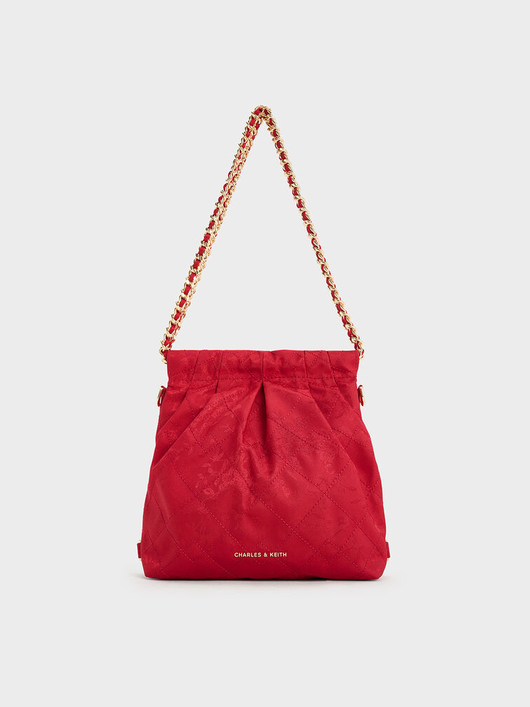 Duo Jacquard Chain-Handle Two-Way Backpack, Crimson Red, hi-res